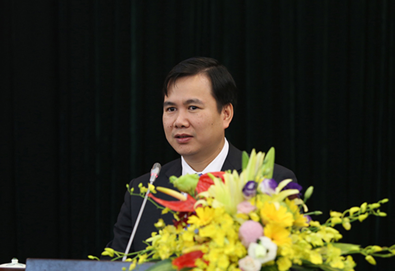 Đồng chí Bùi Thế Duy – tân Thứ trưởng Bộ KH&CN phát biểu nhận nhiệm vụ. Ảnh: Văn Nguyên (TTTT)